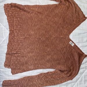 long sleeve, off the shoulder v-neck